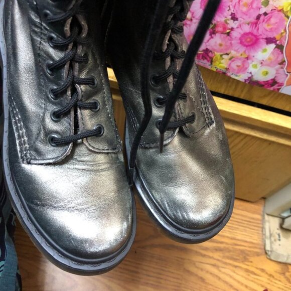 Dr Martens 20 EYE 1B60 - 1860 soft leather tall ZIP boots UK4 EU37 6US PEWTER - Picture 12 of 15